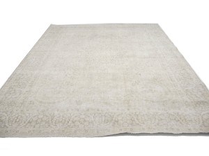Antique Muted Beige Floral 9'8X12'4 Distressed Vintage Oriental Rug