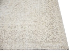 Antique Muted Beige Floral 9'8X12'4 Distressed Vintage Oriental Rug