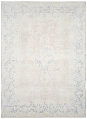 Antique Muted Peach Floral 10X13 Distressed Vintage Oriental Rug