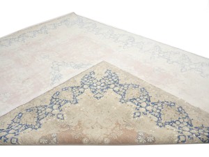 Antique Muted Peach Floral 10X13 Distressed Vintage Oriental Rug