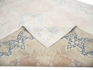 Antique Muted Peach Floral 10X13 Distressed Vintage Oriental Rug