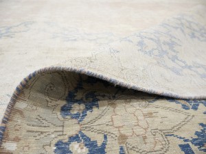 Antique Muted Peach Floral 10X13 Distressed Vintage Oriental Rug