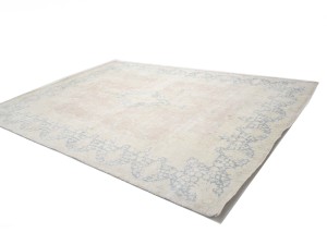 Antique Muted Peach Floral 10X13 Distressed Vintage Oriental Rug