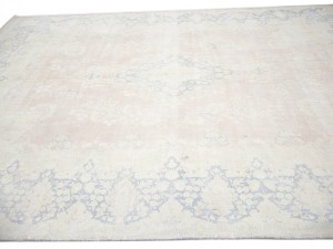 Antique Muted Peach Floral 10X13 Distressed Vintage Oriental Rug