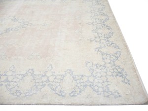 Antique Muted Peach Floral 10X13 Distressed Vintage Oriental Rug