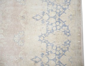 Antique Muted Peach Floral 10X13 Distressed Vintage Oriental Rug