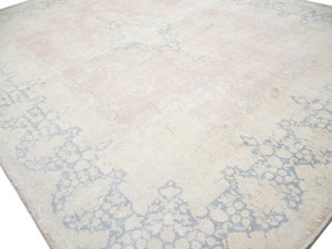 Antique Muted Peach Floral 10X13 Distressed Vintage Oriental Rug