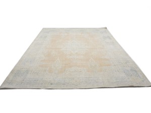 Antique Muted Orange Floral 10X14 Distressed Vintage Oriental Rug
