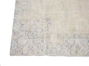 Antique Muted Beige Floral 9X12 Distressed Vintage Oriental Rug
