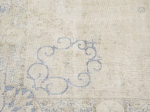 Antique Muted Beige Floral 9X12 Distressed Vintage Oriental Rug