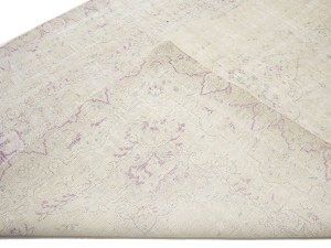 Antique Muted Cream Beige Floral 6X9 Distressed Vintage Oriental Rug