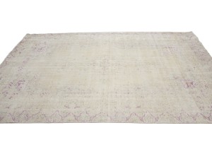 Antique Muted Cream Beige Floral 6X9 Distressed Vintage Oriental Rug