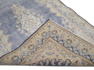 Antique Muted Blue Floral 4X7 Distressed Vintage Oriental Rug