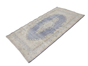 Antique Muted Blue Floral 4X7 Distressed Vintage Oriental Rug