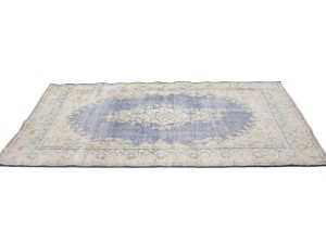 Antique Muted Blue Floral 4X7 Distressed Vintage Oriental Rug