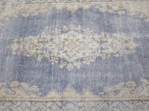 Antique Muted Blue Floral 4X7 Distressed Vintage Oriental Rug