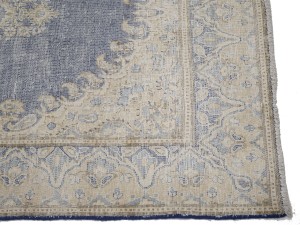 Antique Muted Blue Floral 4X7 Distressed Vintage Oriental Rug