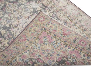Antique Muted Brown Floral 3'7X5'9 Distressed Vintage Oriental Rug