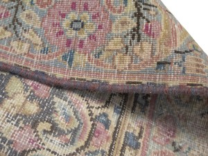 Antique Muted Brown Floral 3'7X5'9 Distressed Vintage Oriental Rug