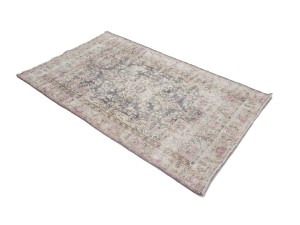 Antique Muted Brown Floral 3'7X5'9 Distressed Vintage Oriental Rug