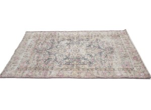 Antique Muted Brown Floral 3'7X5'9 Distressed Vintage Oriental Rug