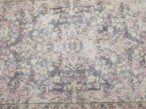 Antique Muted Brown Floral 3'7X5'9 Distressed Vintage Oriental Rug