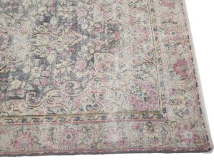 Antique Muted Brown Floral 3'7X5'9 Distressed Vintage Oriental Rug