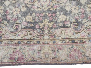 Antique Muted Brown Floral 3'7X5'9 Distressed Vintage Oriental Rug