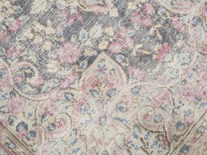 Antique Muted Brown Floral 3'7X5'9 Distressed Vintage Oriental Rug