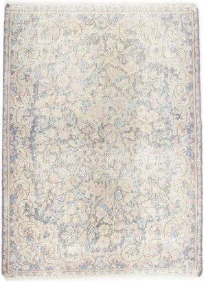 Antique Muted Gray Floral 1'9X2'4 Distressed Vintage Oriental Rug