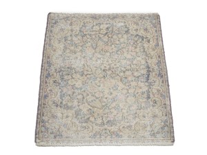 Antique Muted Gray Floral 1'9X2'4 Distressed Vintage Oriental Rug
