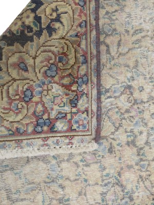 Antique Muted Gray Floral 1'9X2'4 Distressed Vintage Oriental Rug