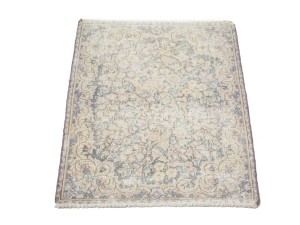 Antique Muted Gray Floral 1'9X2'4 Distressed Vintage Oriental Rug