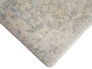 Antique Muted Gray Floral 1'9X2'4 Distressed Vintage Oriental Rug