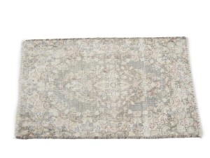 Antique Muted Taupe Floral 1'7X2'2 Distressed Vintage Oriental Rug