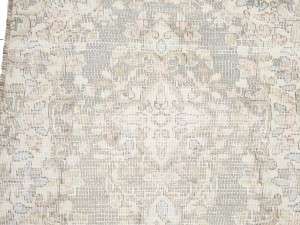 Antique Muted Taupe Floral 1'7X2'2 Distressed Vintage Oriental Rug