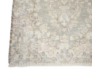 Antique Muted Taupe Floral 1'7X2'2 Distressed Vintage Oriental Rug