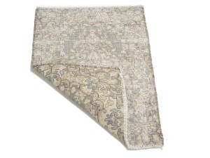 Antique Muted Taupe Floral 1'7X2'2 Distressed Vintage Oriental Rug