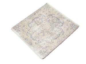 Antique Muted Floral 1'7X1'8 Distressed Vintage Oriental Square Rug
