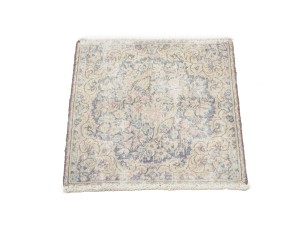 Antique Muted Floral 1'7X1'8 Distressed Vintage Oriental Square Rug