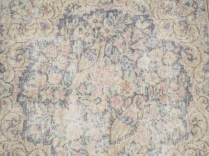 Antique Muted Floral 1'7X1'8 Distressed Vintage Oriental Square Rug