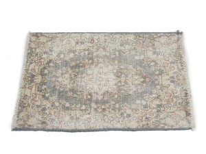 Antique Muted Taupe Floral 1'6X2'0 Distressed Vintage Oriental Rug
