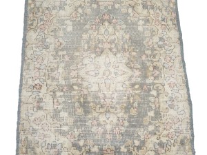 Antique Muted Taupe Floral 1'6X2'0 Distressed Vintage Oriental Rug