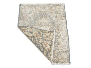 Antique Muted Taupe Floral 1'6X2'0 Distressed Vintage Oriental Rug