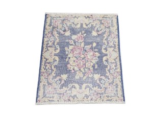 Antique Muted Navy Floral 1'7X2 Distressed Vintage Oriental Rug