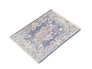 Antique Muted Navy Floral 1'7X2 Distressed Vintage Oriental Rug