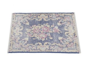 Antique Muted Navy Floral 1'7X2 Distressed Vintage Oriental Rug