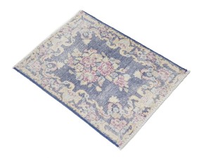 Antique Muted Navy Floral 1'7X2 Distressed Vintage Oriental Rug