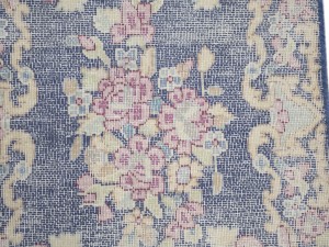 Antique Muted Navy Floral 1'7X2 Distressed Vintage Oriental Rug