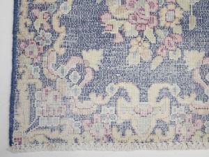 Antique Muted Navy Floral 1'7X2 Distressed Vintage Oriental Rug